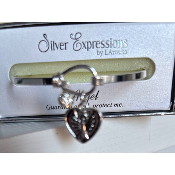 Silver Expressions By LA Rocks Angel Bracelet Heart Charm Guardian Angel Message - Picture 13 of 13